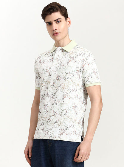 Pista Green Printed Slim Fit Polo T-Shirt | JadeBlue