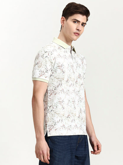 Pista Green Printed Slim Fit Polo T-Shirt | JadeBlue