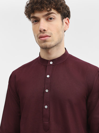 Purple Solid Modi Kurta | JadeBlue