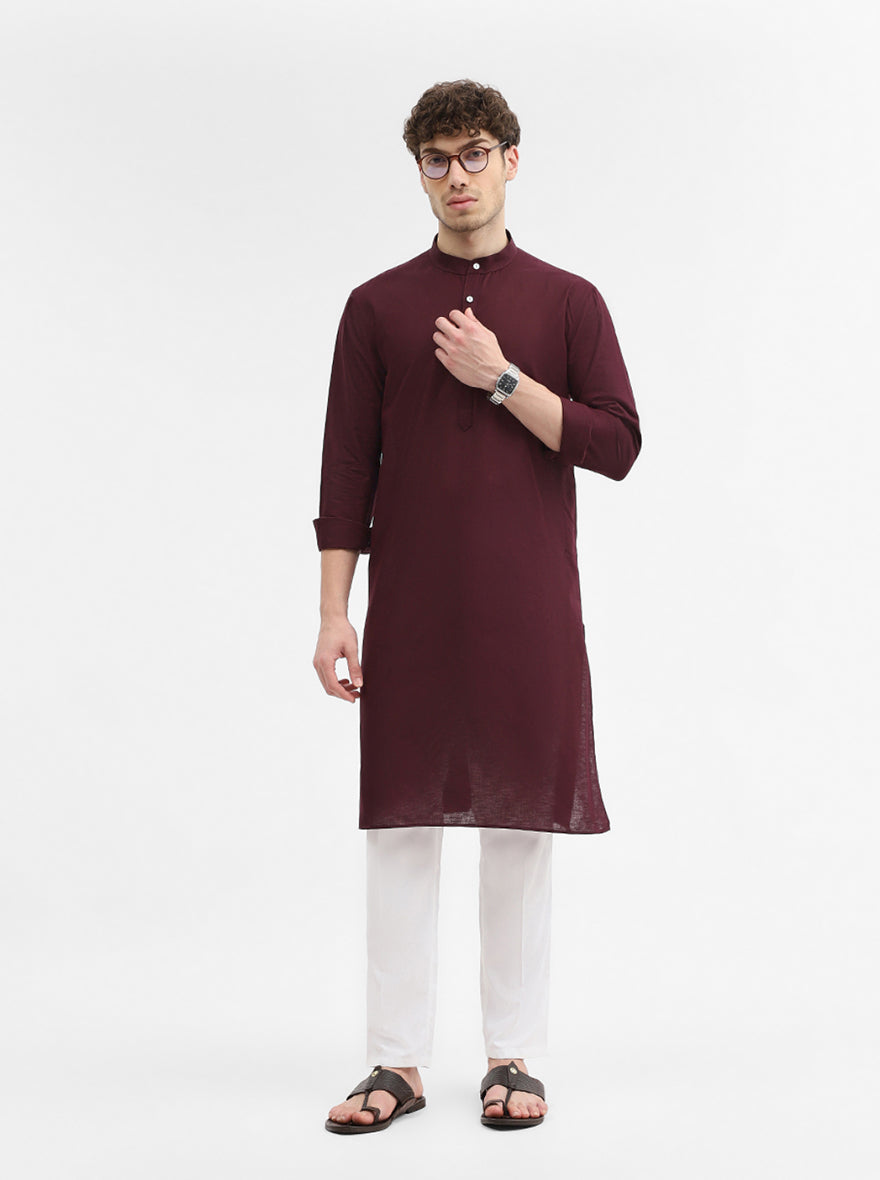 Purple Solid Modi Kurta | JadeBlue