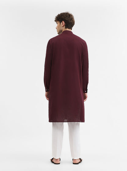 Purple Solid Modi Kurta | JadeBlue