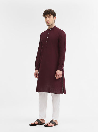 Purple Solid Modi Kurta | JadeBlue