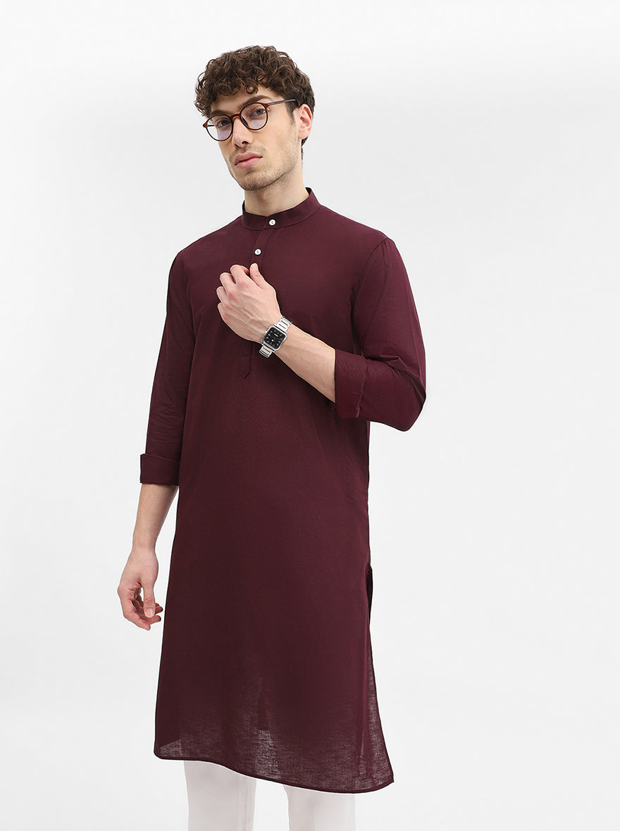Purple Solid Modi Kurta | JadeBlue