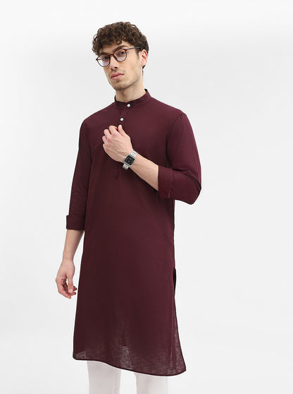 Purple Solid Modi Kurta | JadeBlue