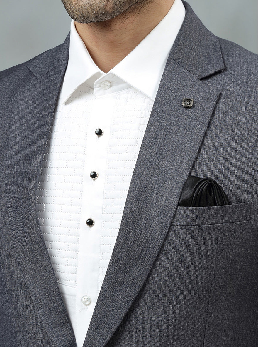 Dark Grey Self Textured Suit | JadeBlue
