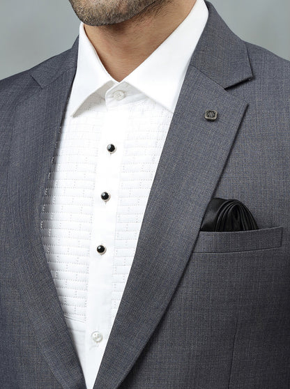Dark Grey Self Textured Suit | JadeBlue