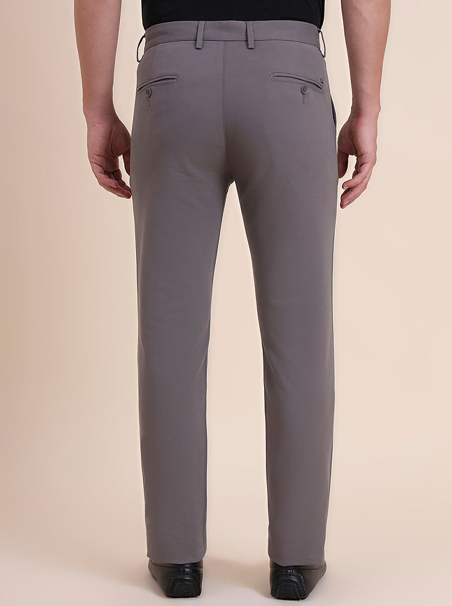 Grey Solid Uno Fit Casual Trouser | JadeBlue