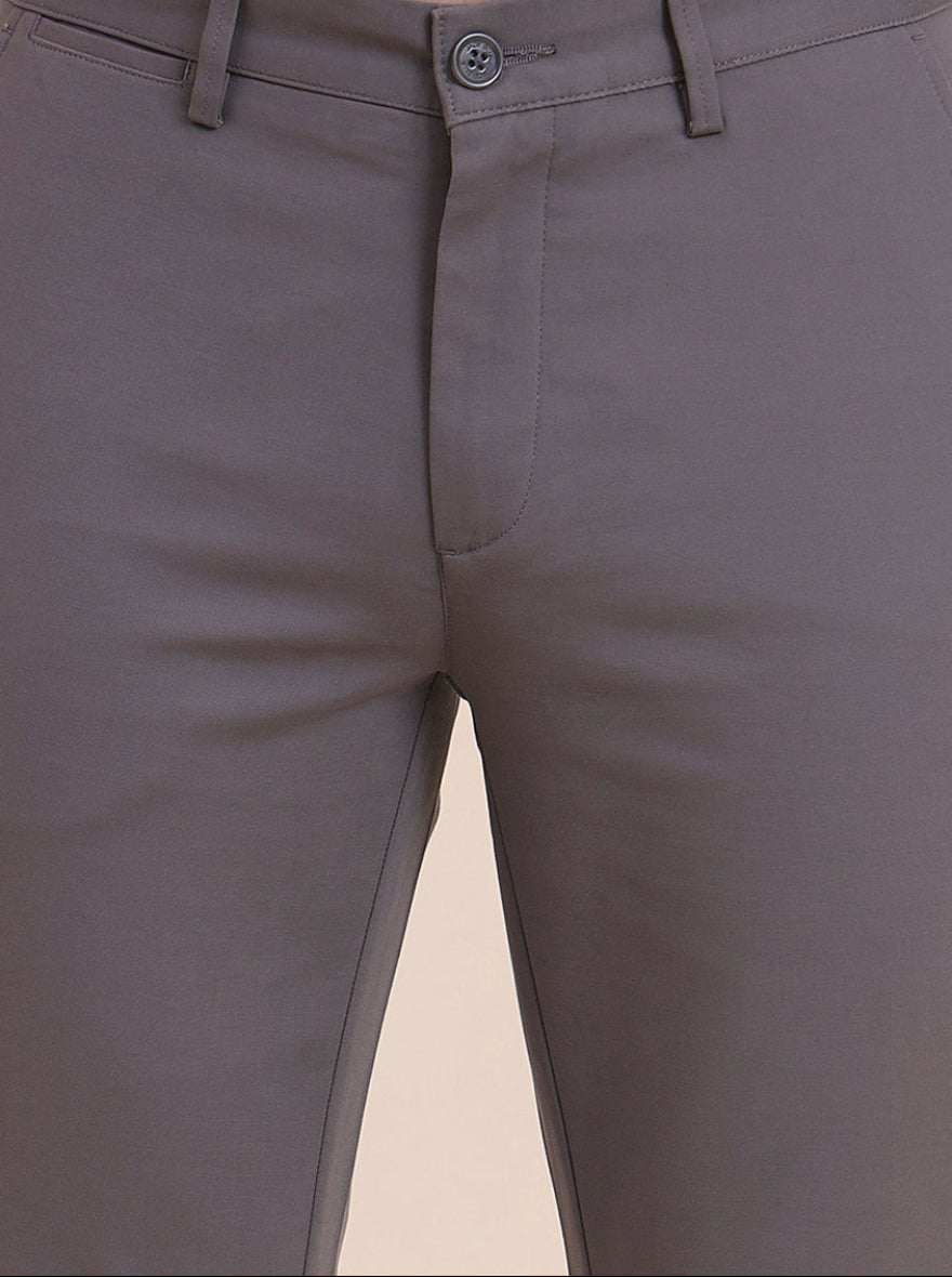 Grey Solid Uno Fit Casual Trouser | JadeBlue
