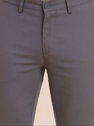 Grey Solid Uno Fit Casual Trouser | JadeBlue