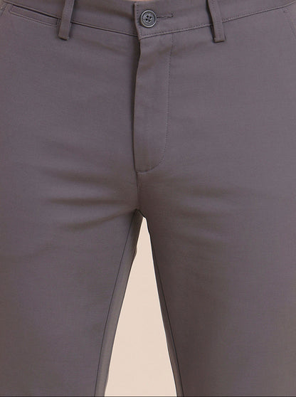 Grey Solid Uno Fit Casual Trouser | JadeBlue