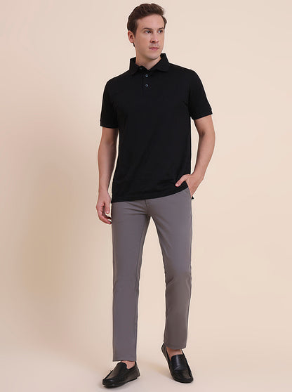 Grey Solid Uno Fit Casual Trouser | JadeBlue