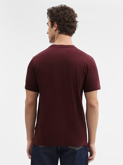 Maroon Printed Slim Fit T-Shirt | Greenfibre