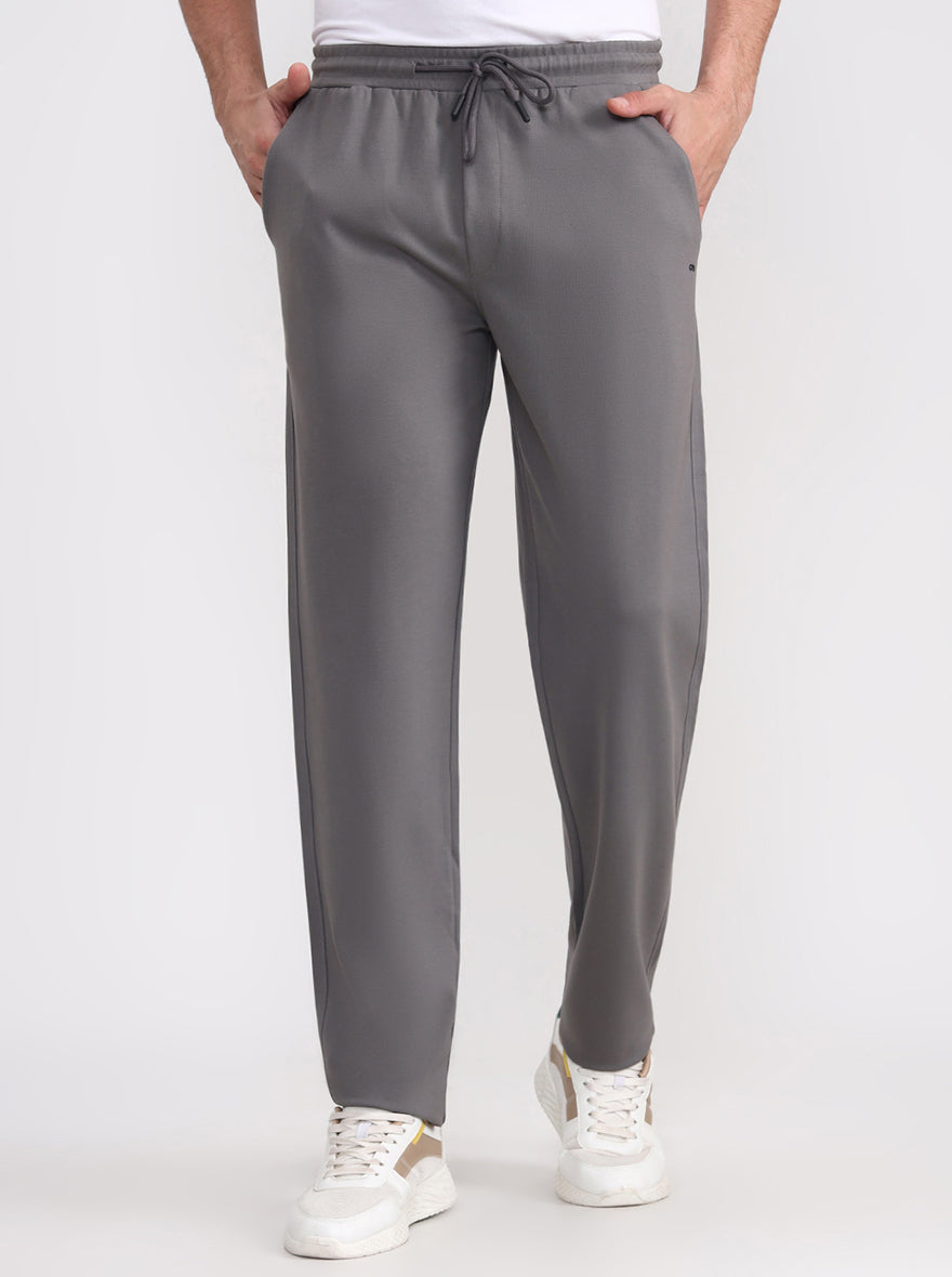 Grey Solid Slim Fit Track Pant | JadeBlue