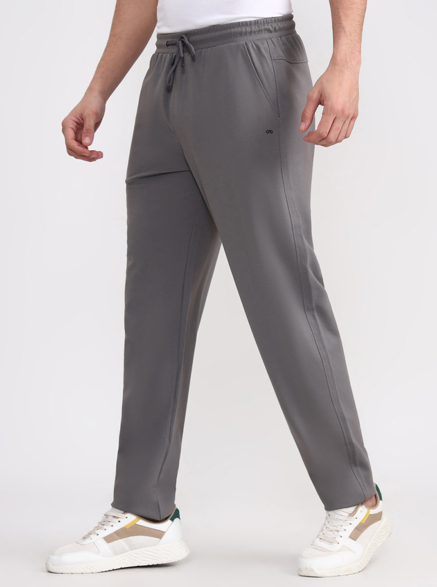 Grey Solid Slim Fit Track Pant | JadeBlue