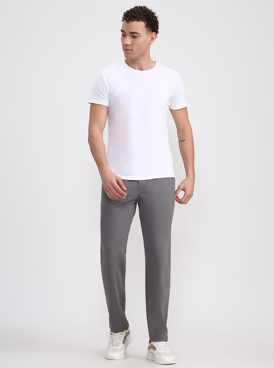 Grey Solid Slim Fit Track Pant | JadeBlue