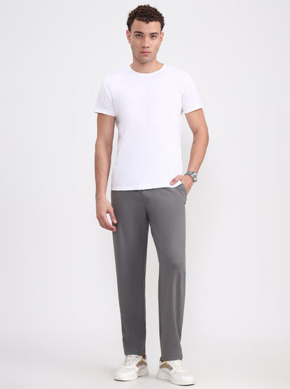 Grey Solid Slim Fit Track Pant | JadeBlue