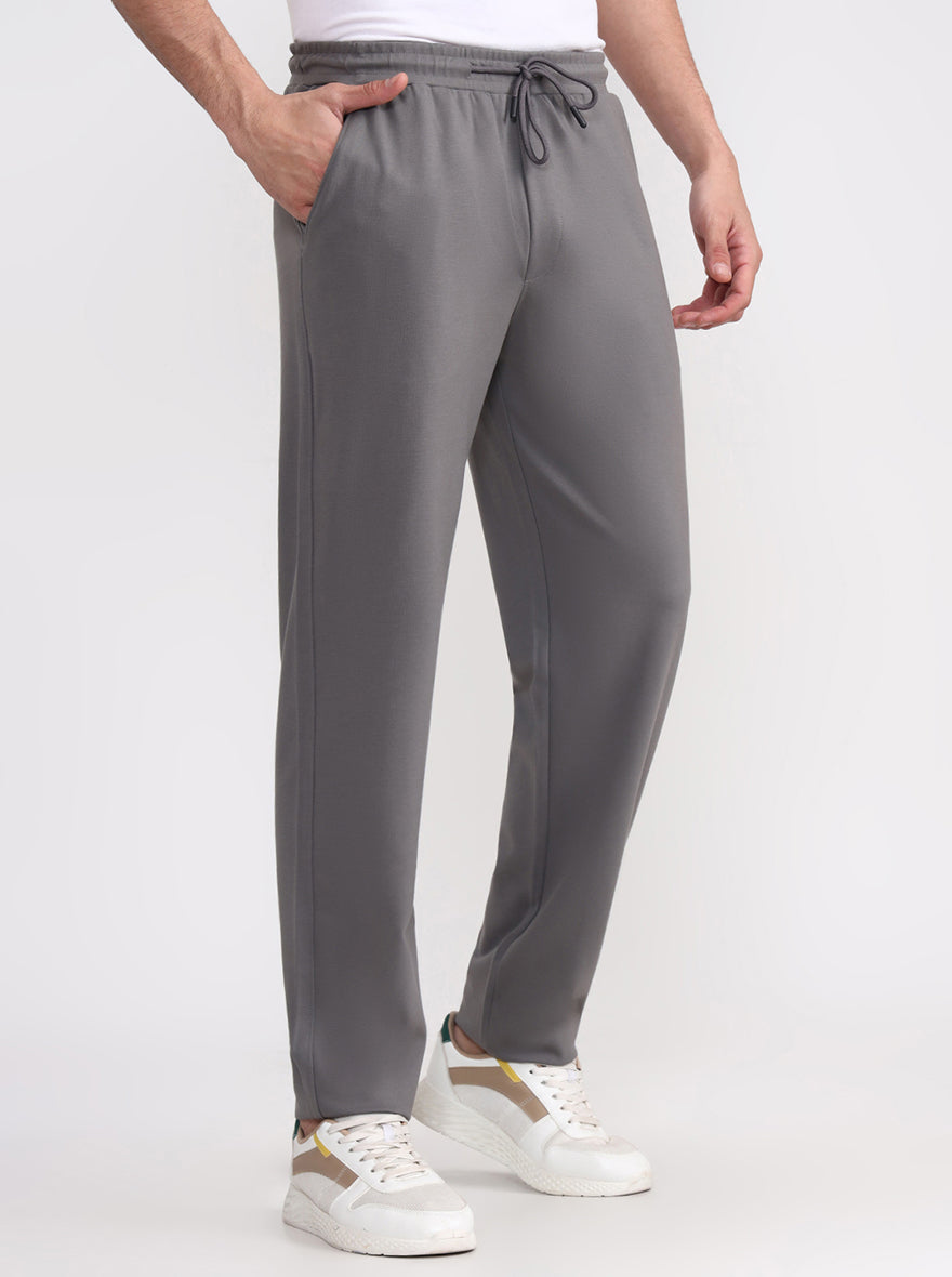Grey Solid Slim Fit Track Pant | JadeBlue