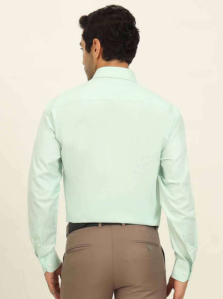 Pista Green Solid Regular Fit Formal Shirt | JadeBlue