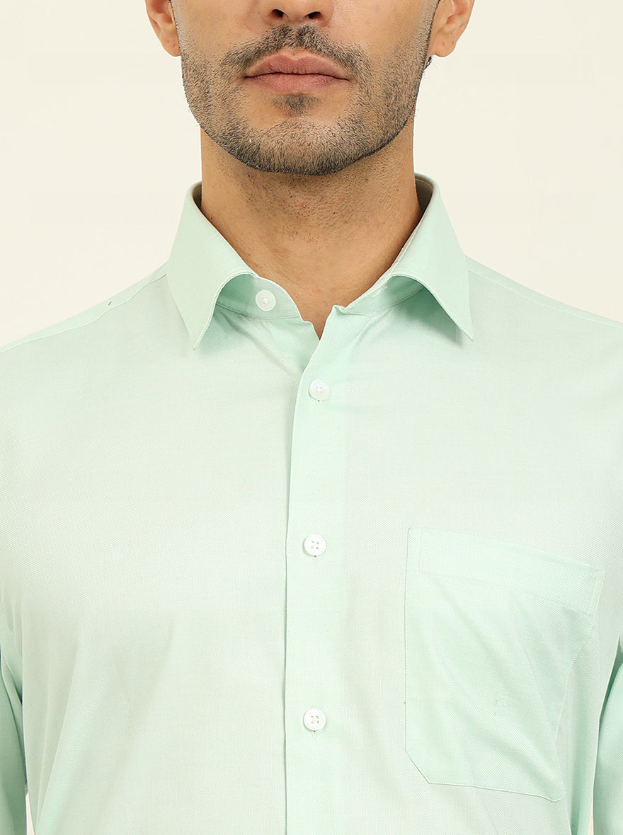 Pista Green Solid Regular Fit Formal Shirt | JadeBlue