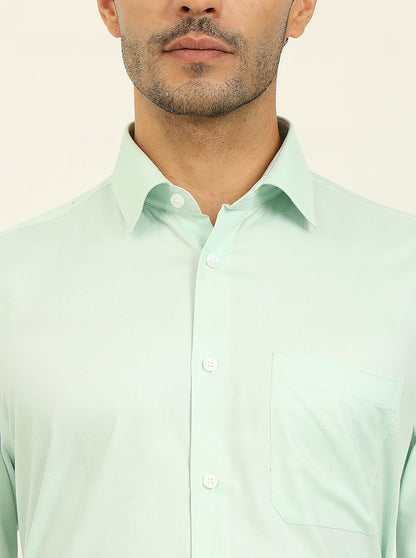 Pista Green Solid Regular Fit Formal Shirt | JadeBlue