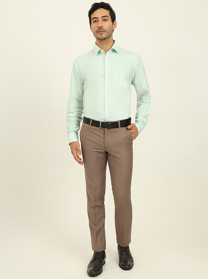 Pista Green Solid Regular Fit Formal Shirt | JadeBlue