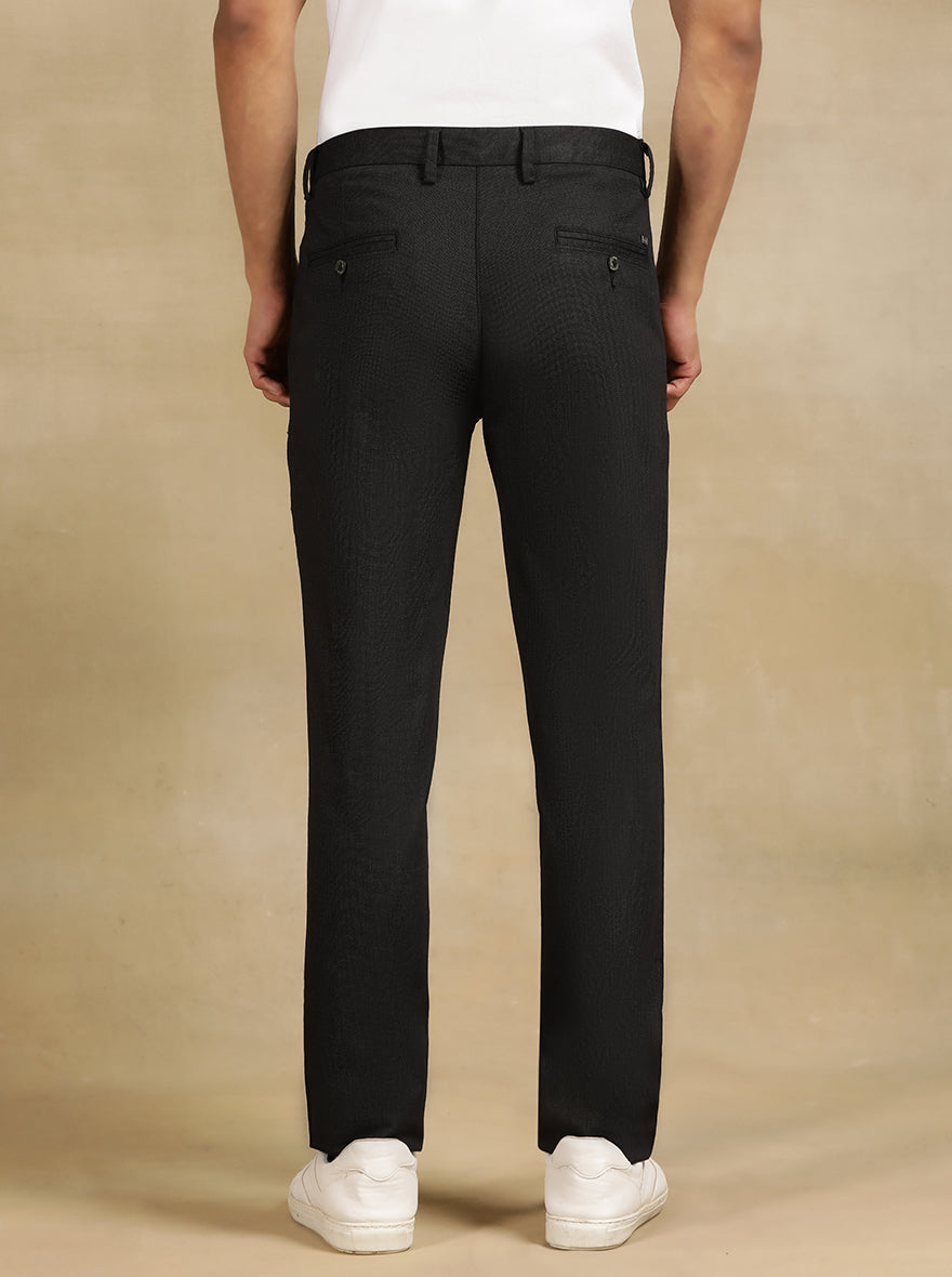 Black Printed Uno Fit Casual Trouser | JadeBlue
