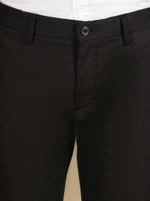 Black Printed Uno Fit Casual Trouser | JadeBlue