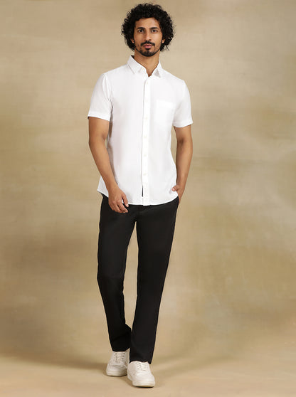 Black Printed Uno Fit Casual Trouser | JadeBlue
