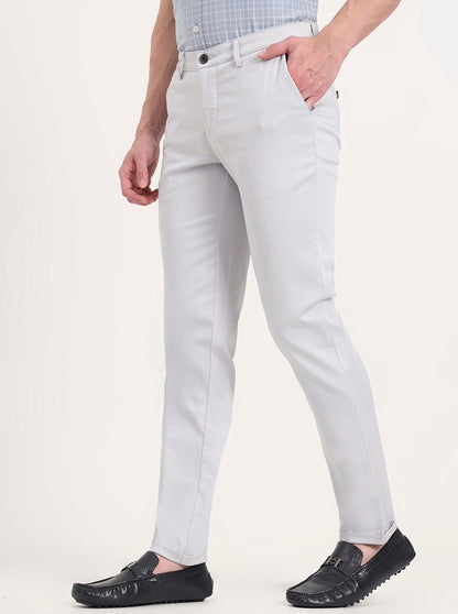 Light Blue Solid Neo Fit Casual Trouser | Greenfibre