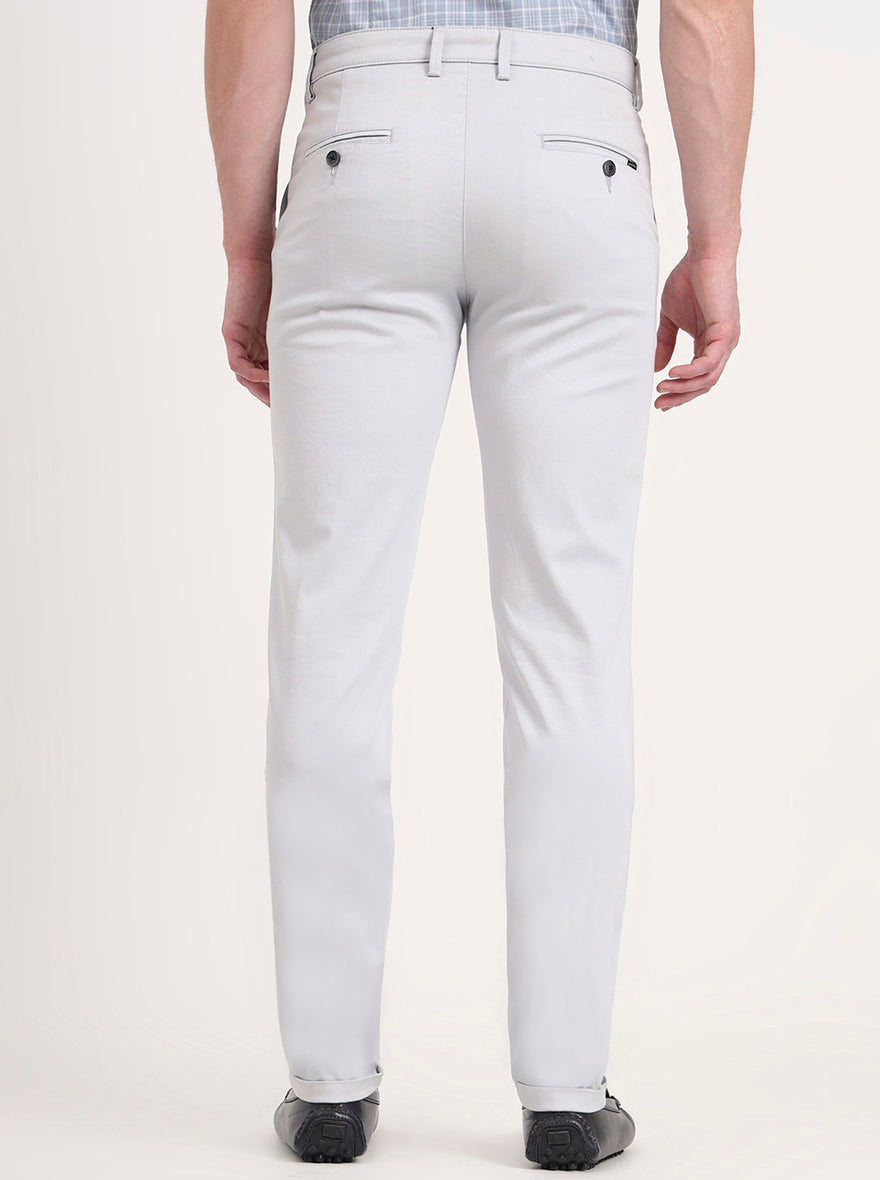 Light Blue Solid Neo Fit Casual Trouser | Greenfibre