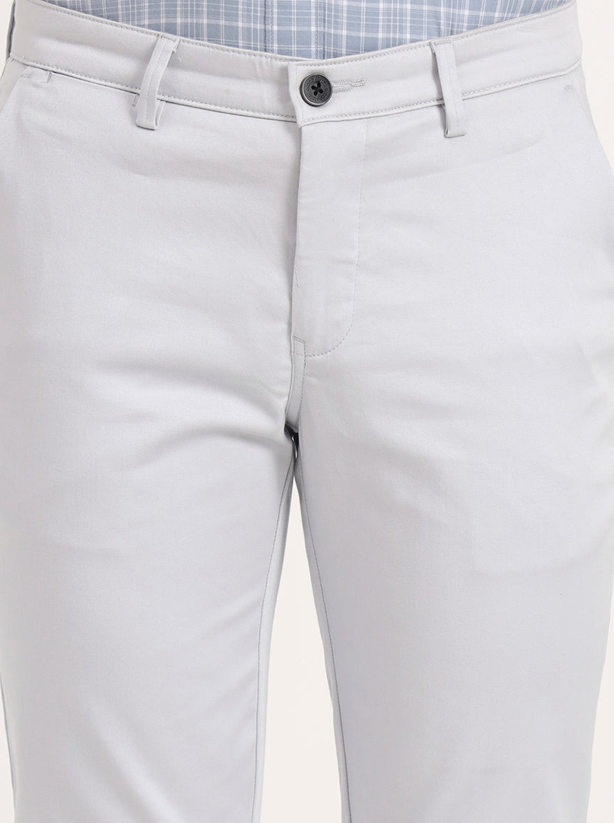 Light Blue Solid Neo Fit Casual Trouser | Greenfibre