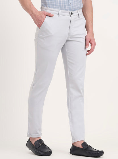 Light Blue Solid Neo Fit Casual Trouser | Greenfibre