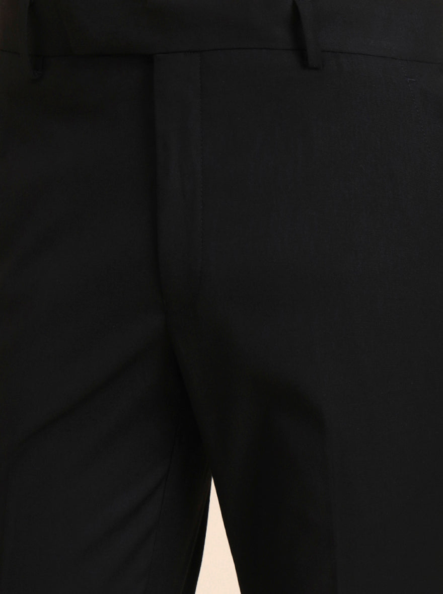 Black Solid Super Slim Fit Formal Trouser | Greenfibre