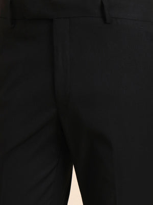 Black Solid Super Slim Fit Formal Trouser | Greenfibre