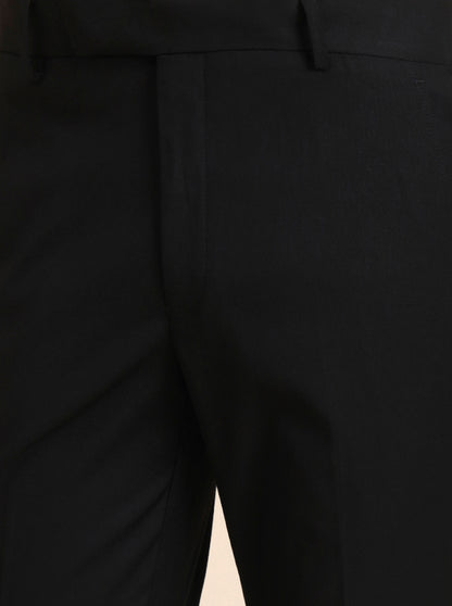Black Solid Super Slim Fit Formal Trouser | Greenfibre
