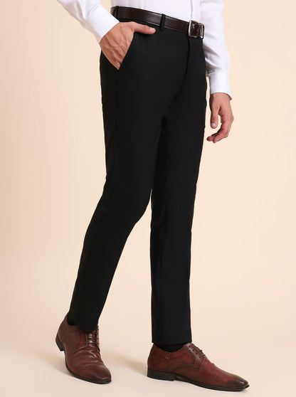 Black Solid Super Slim Fit Formal Trouser | Greenfibre