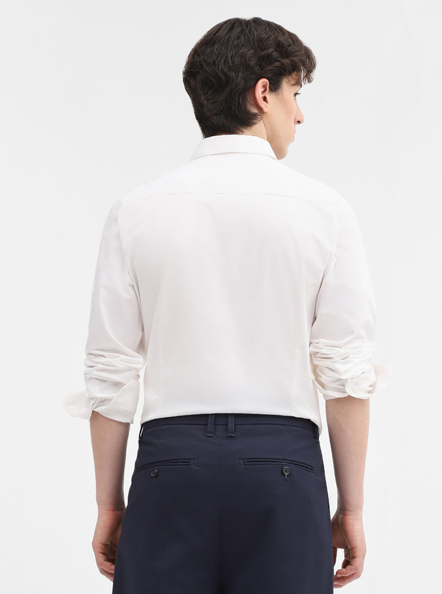 White Solid Slim Fit Casual Shirt | JadeBlue