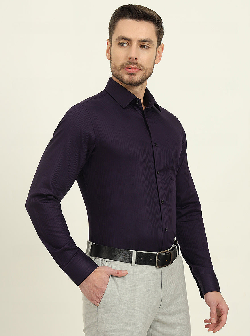 Purple Solid Slim Fit Formal Shirt | JadeBlue Youth
