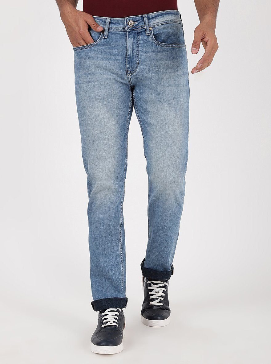 Light Blue Washed Straight Fit Jeans | JadeBlue