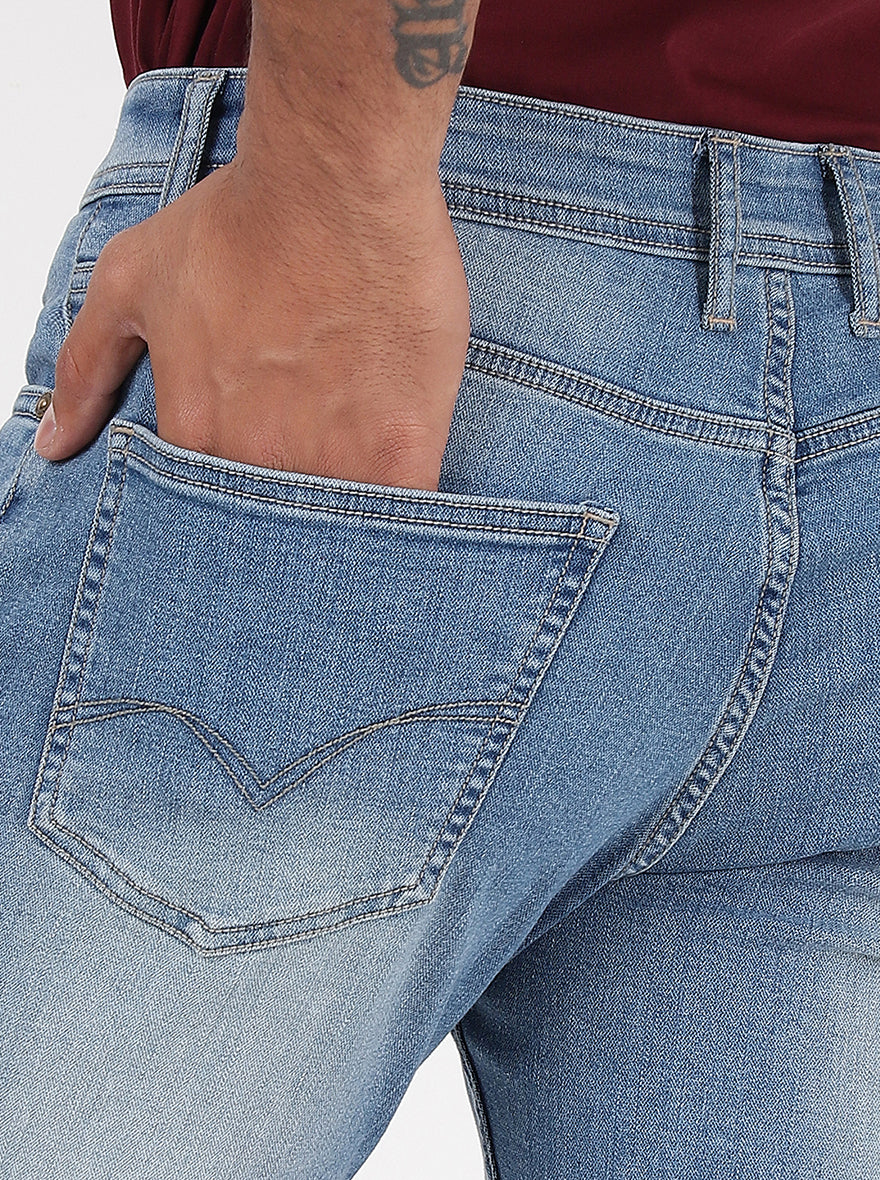Light Blue Washed Straight Fit Jeans | JadeBlue