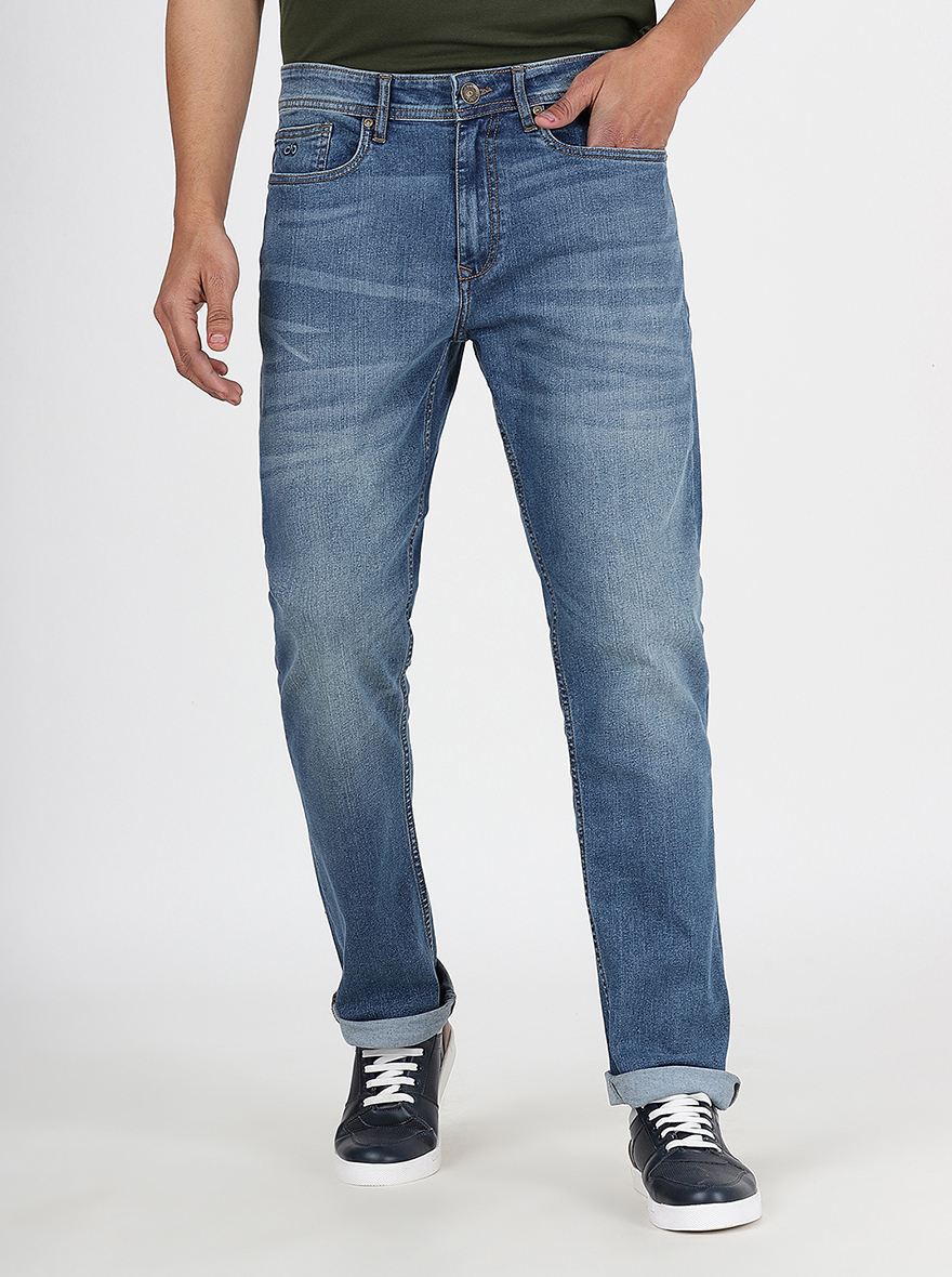Blue Washed Straight Fit Jeans | JadeBlue