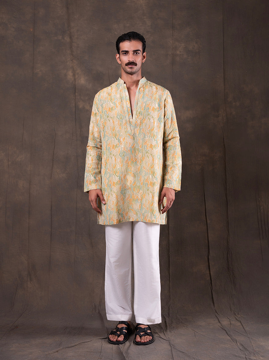 Green & Yellow Printed  Kurta Pajama | Virasana