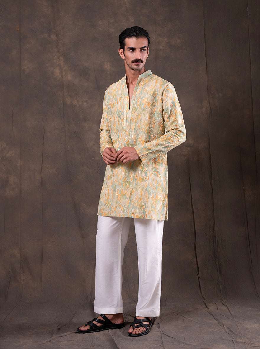 Green & Yellow Printed  Kurta Pajama | Virasana