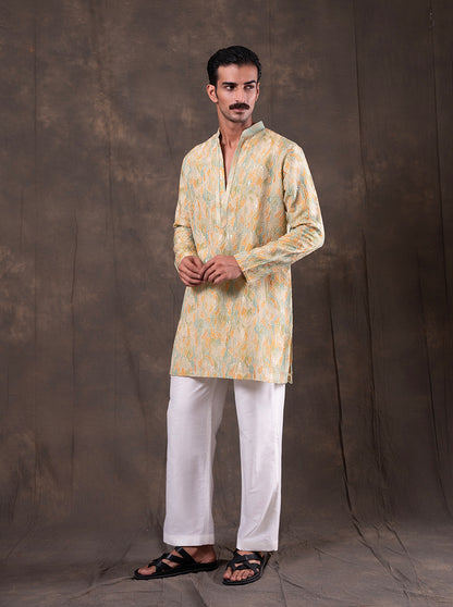 Green & Yellow Printed  Kurta Pajama | Virasana