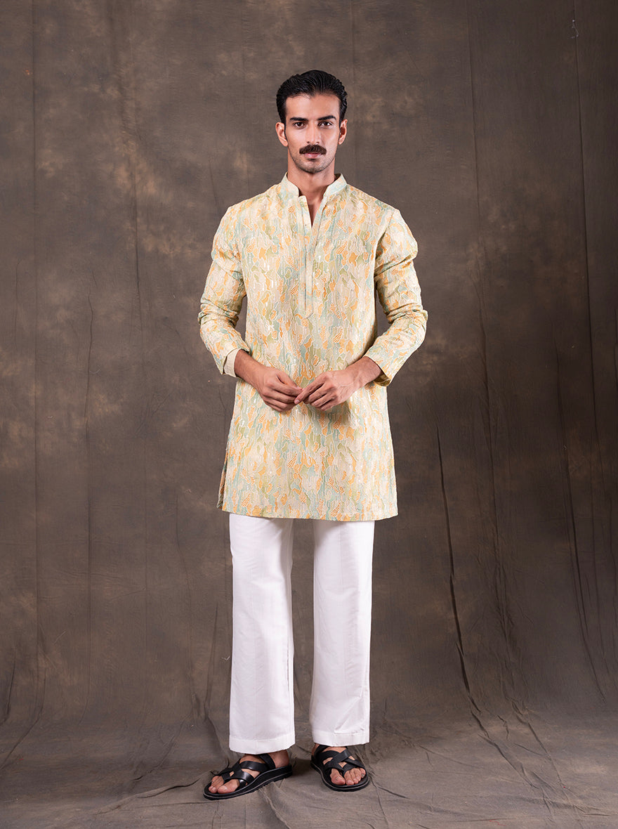 Green & Yellow Printed  Kurta Pajama | Virasana