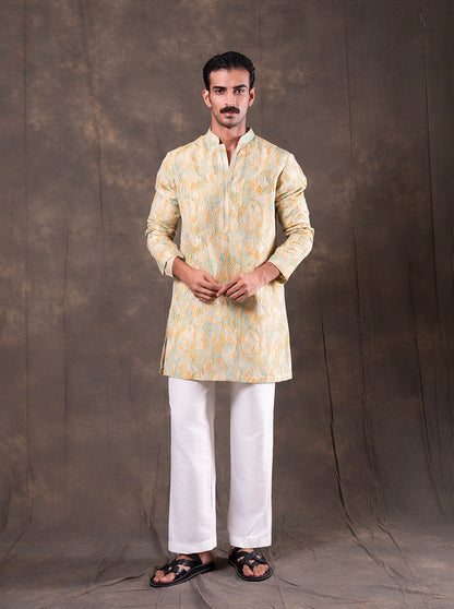 Green & Yellow Printed  Kurta Pajama | Virasana