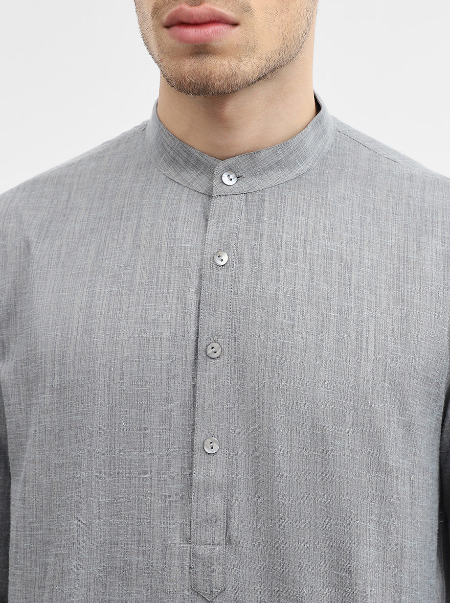 Grey Solid Modi Kurta | JadeBlue