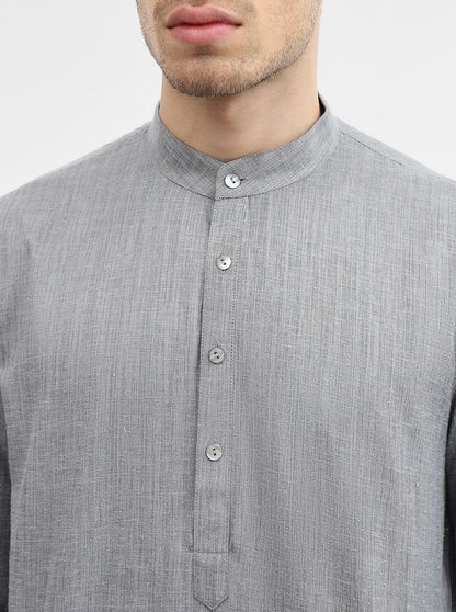 Grey Solid Modi Kurta | JadeBlue