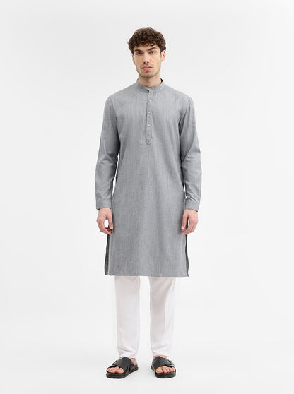 Grey Solid Modi Kurta | JadeBlue