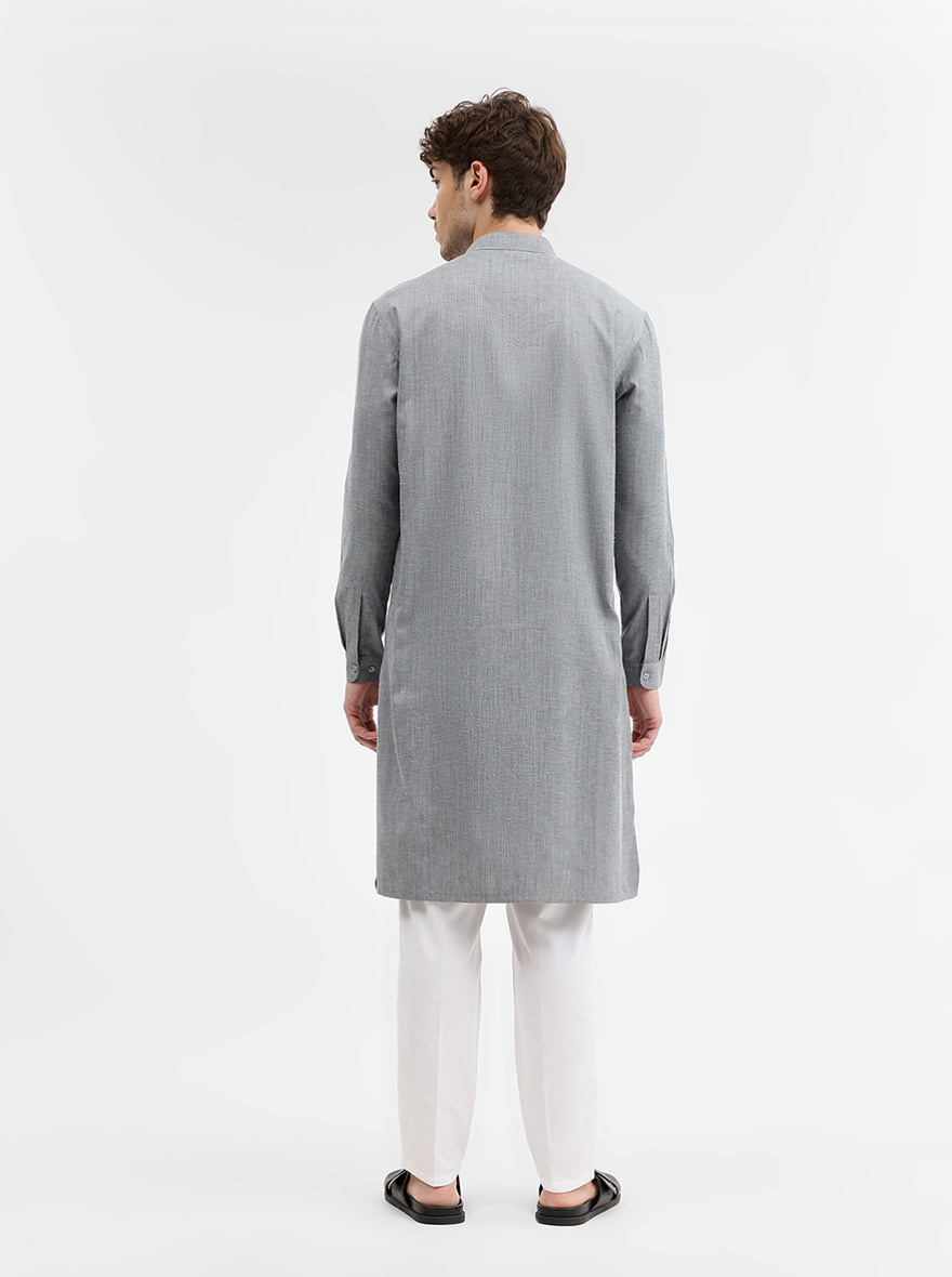 Grey Solid Modi Kurta | JadeBlue